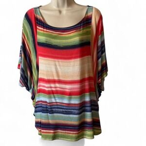 Weston Multicolored Striped Batwing Top, Women's Size‎ XL